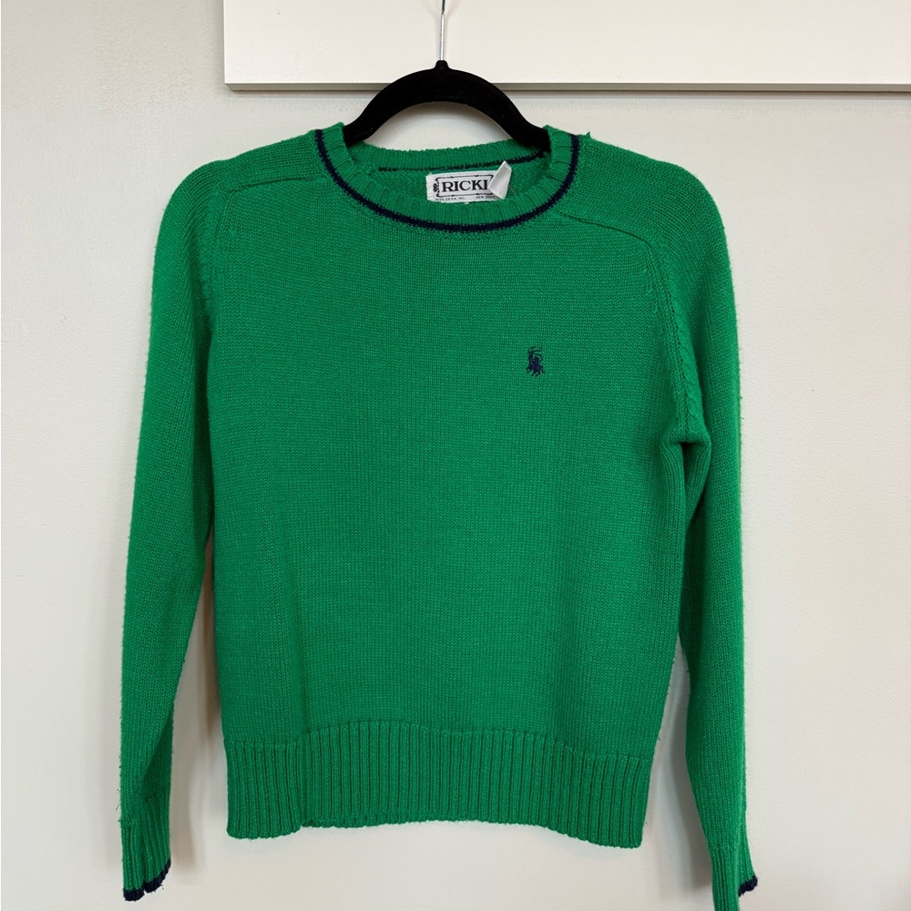 Green and navy sweater